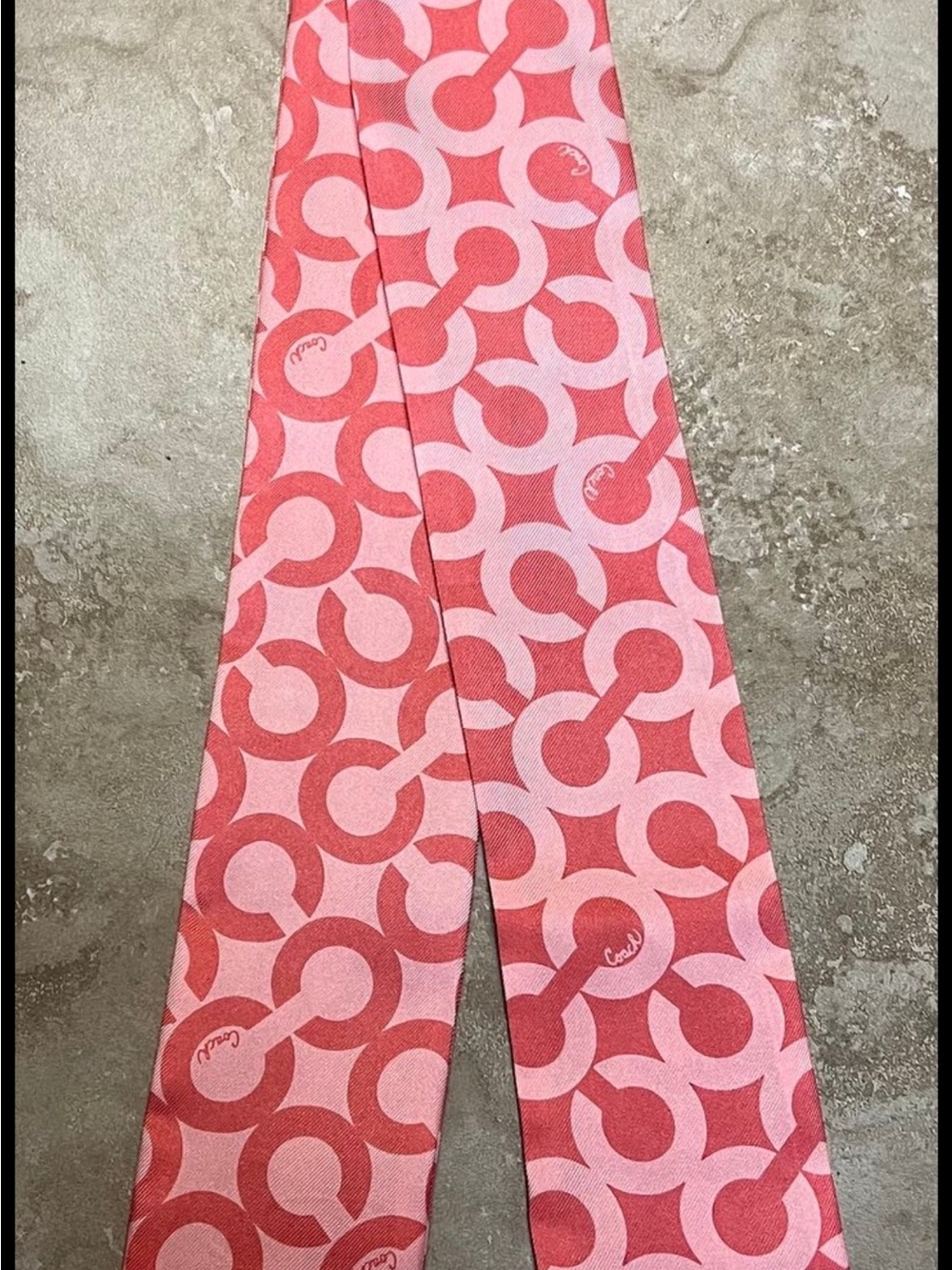 Coach Pink & Coral Signature Monogram Silk Scarf